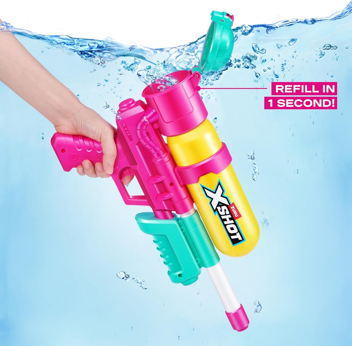 image:imageXSHOT Water FastFill 80s Super Splash Water Blaster 2 Pack Yellow by ZURU VintageStyle with FastFill Tech 33ft Range amp 750ml Tank Outdoor Summer Water Toy for Kids Ages 6Yellow 2 Pack