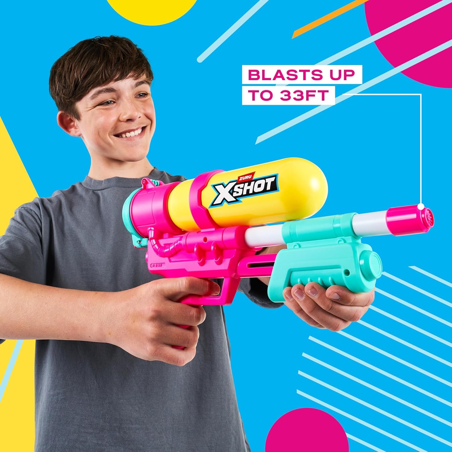 image:imageXSHOT Water FastFill 80s Super Splash Water Blaster 2 Pack Yellow by ZURU VintageStyle with FastFill Tech 33ft Range amp 750ml Tank Outdoor Summer Water Toy for Kids Ages 6Yellow 2 Pack