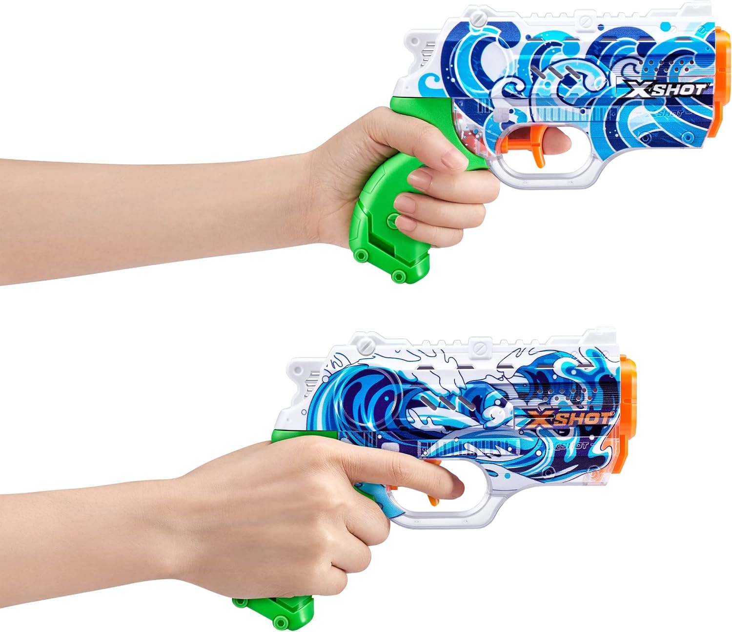 image:imageXSHOT Water FastFill Skins Nano 4 Pack by ZURU Refresh Watergun XSHOT Water Toys 4 Blasters Total Fills with Water in just 1 Second Hydra Waves White Flame Emerald Flame