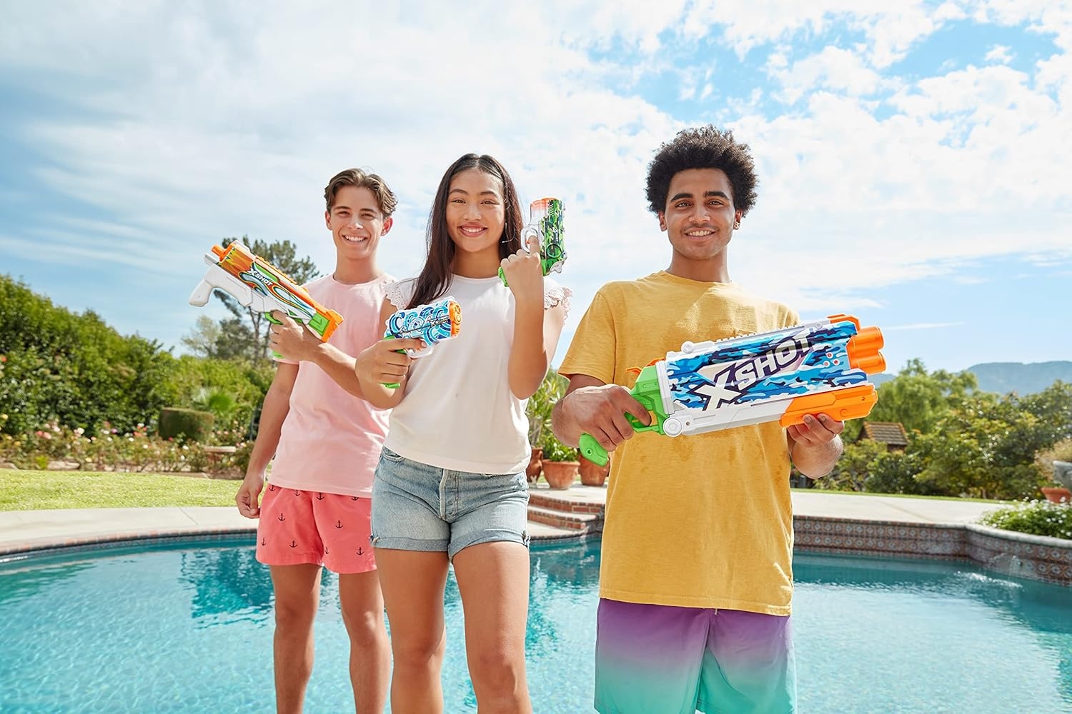 image:imageXSHOT Water FastFill Skins Nano 4 Pack by ZURU Refresh Watergun XSHOT Water Toys 4 Blasters Total Fills with Water in just 1 Second Hydra Waves White Flame Emerald Flame