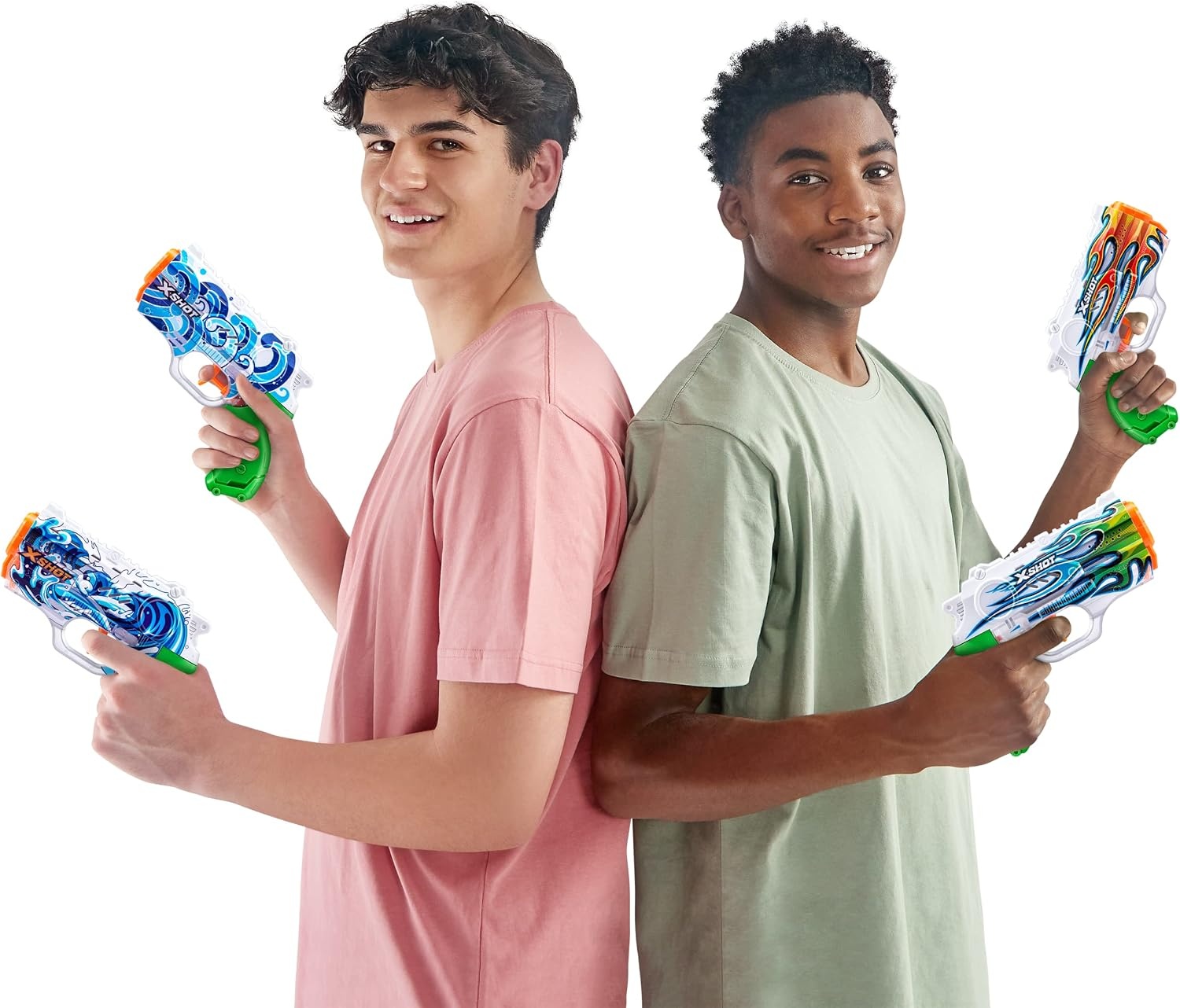 image:imageXSHOT Water FastFill Skins Nano 4 Pack by ZURU Refresh Watergun XSHOT Water Toys 4 Blasters Total Fills with Water in just 1 Second Hydra Waves White Flame Emerald Flame