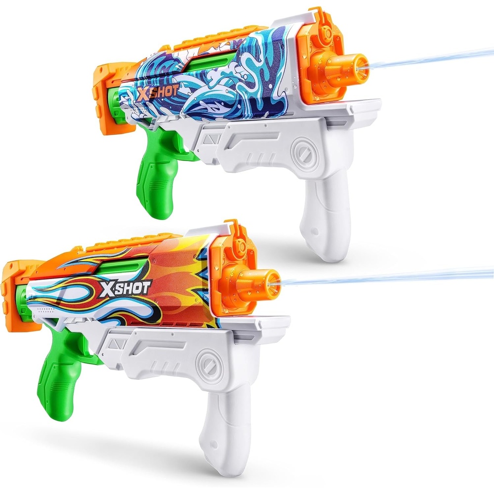 image:imageXShot FastFill Skins Hyperload 2 Pack by ZURU Watergun Water Blaster Toys 2 Blasters Total Fills with Water in just 1 Second Flames and Water Splash